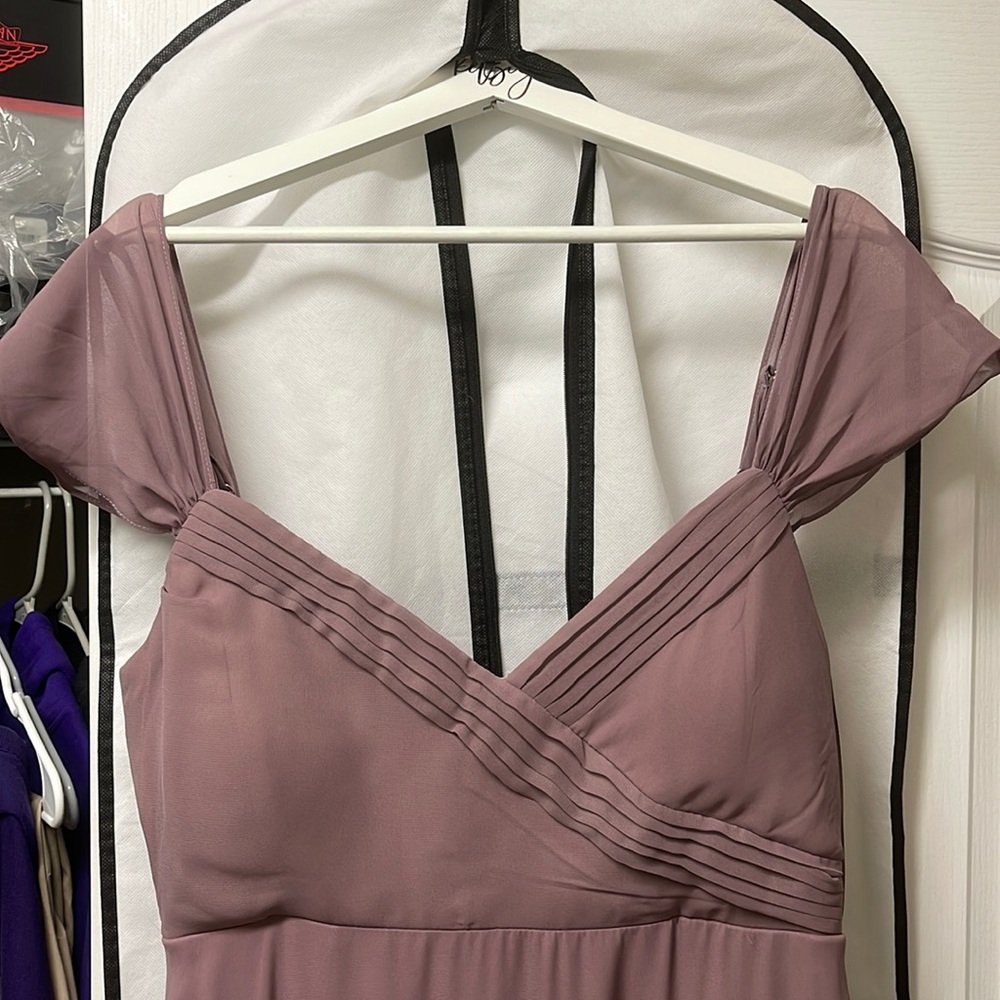 Full length Birdy Grey bridesmaid dress
